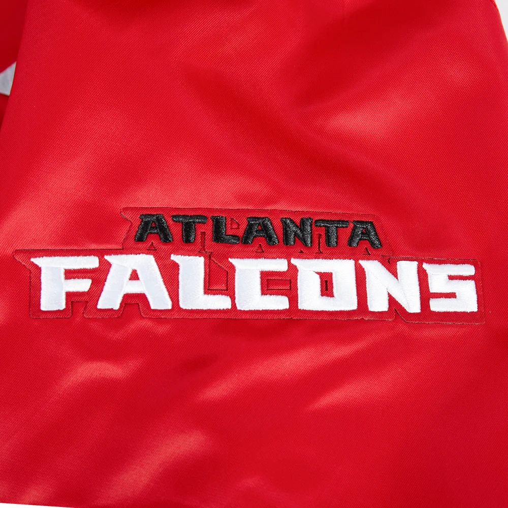 NFL ATLANTA FALCONS OLD ENGLISH MEN'S RIB SATIN JACKET (RED/BLACK) - Image 6
