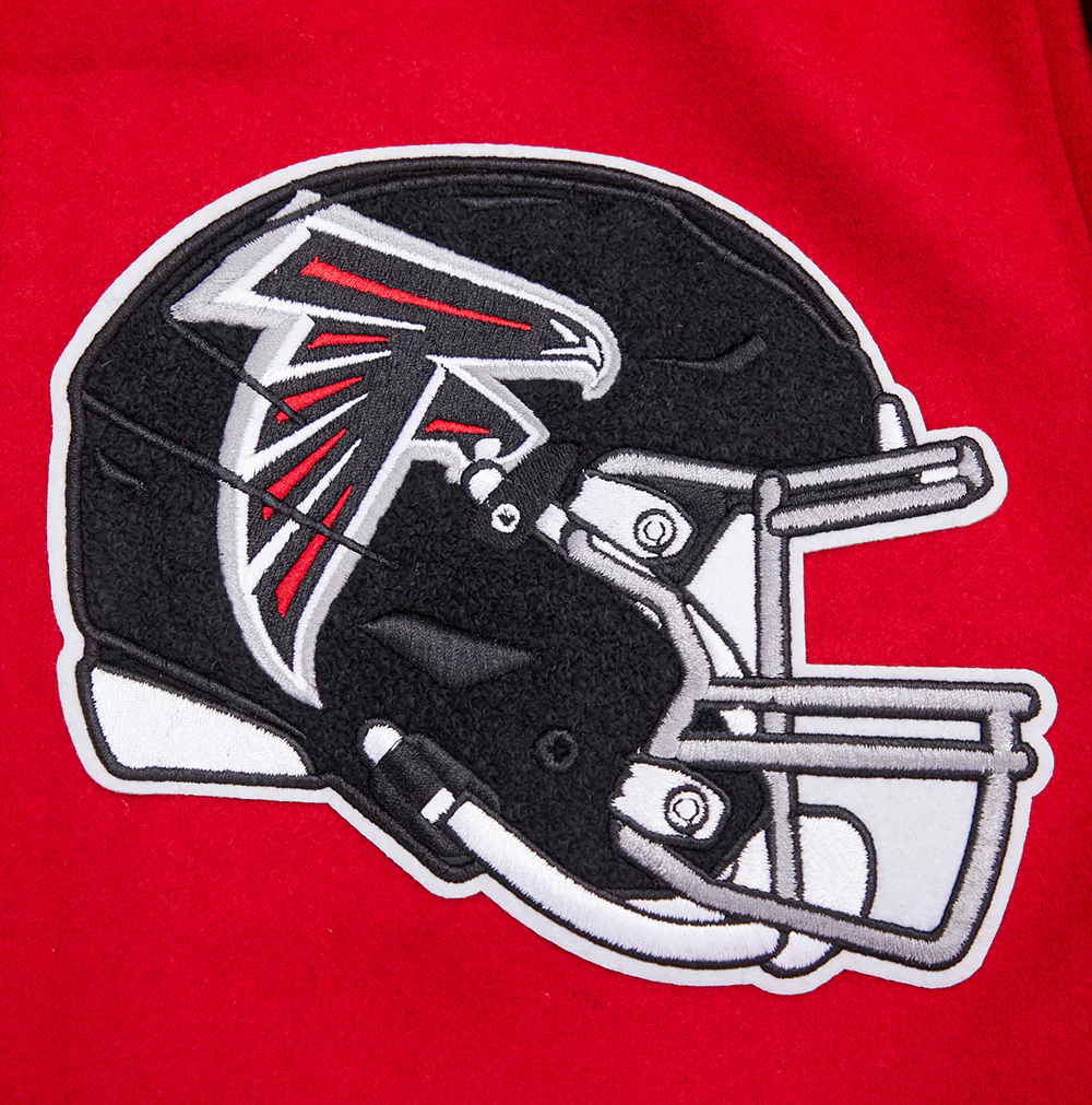 NFL ATLANTA FALCONS MASHUP MEN'S RIB WOOL VARSITY JACKET (RED/BLACK) - Image 10