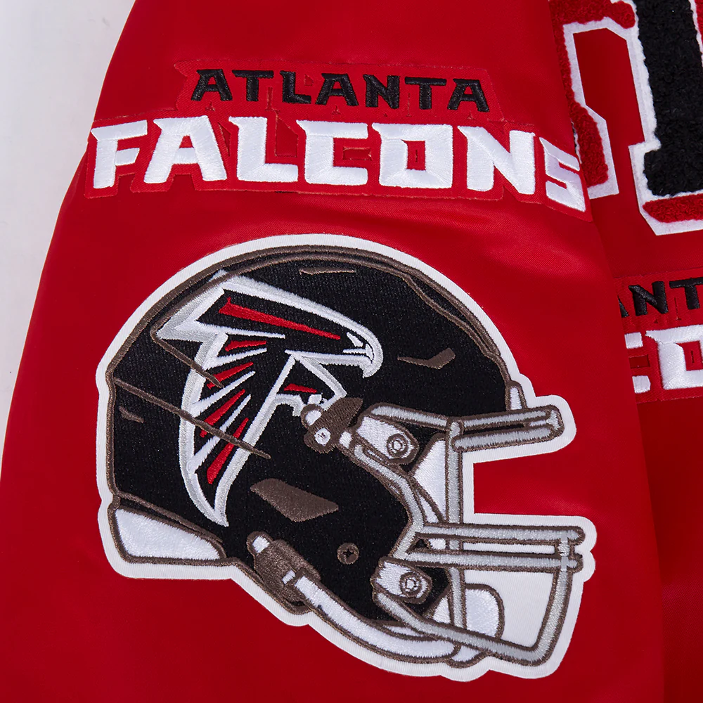 NFL ATLANTA FALCONS MASHUP MEN'S RIB SATIN JACKET (RED/BLACK) - Image 5