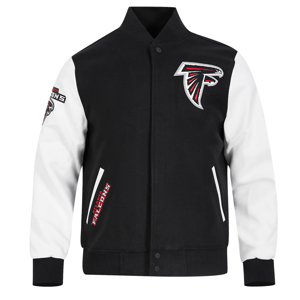NFL ATLANTA FALCONS CLASSIC WOOL MEN'S VARSITY JACKET (BLACK/WHITE)