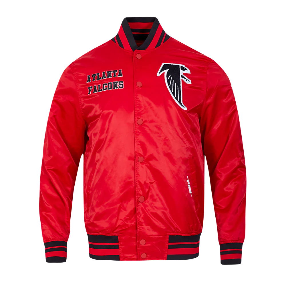 NFL ATLANTA FALCONS RETRO CLASSIC MEN'S RIB SATIN JACKET (RED/BLACK)