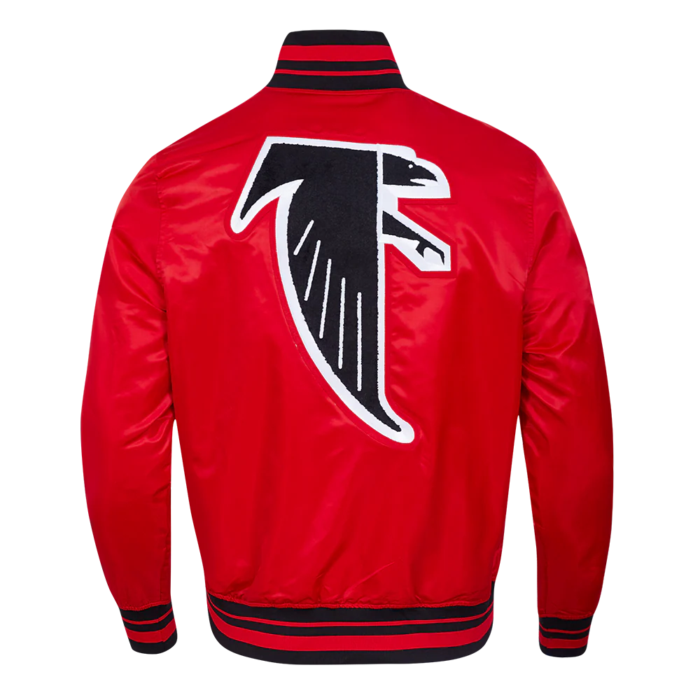 NFL ATLANTA FALCONS RETRO CLASSIC MEN'S RIB SATIN JACKET (RED/BLACK) - Image 3