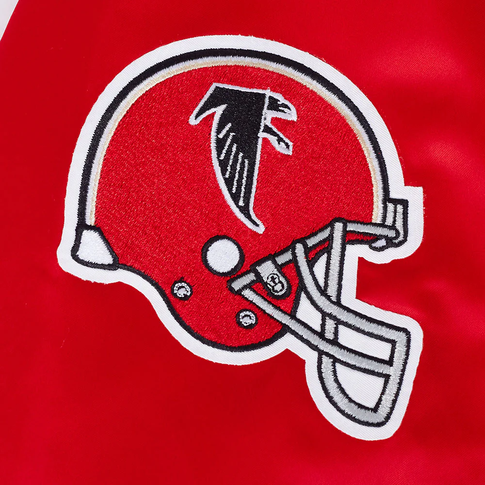 NFL ATLANTA FALCONS RETRO CLASSIC MEN'S RIB SATIN JACKET (RED/BLACK) - Image 8
