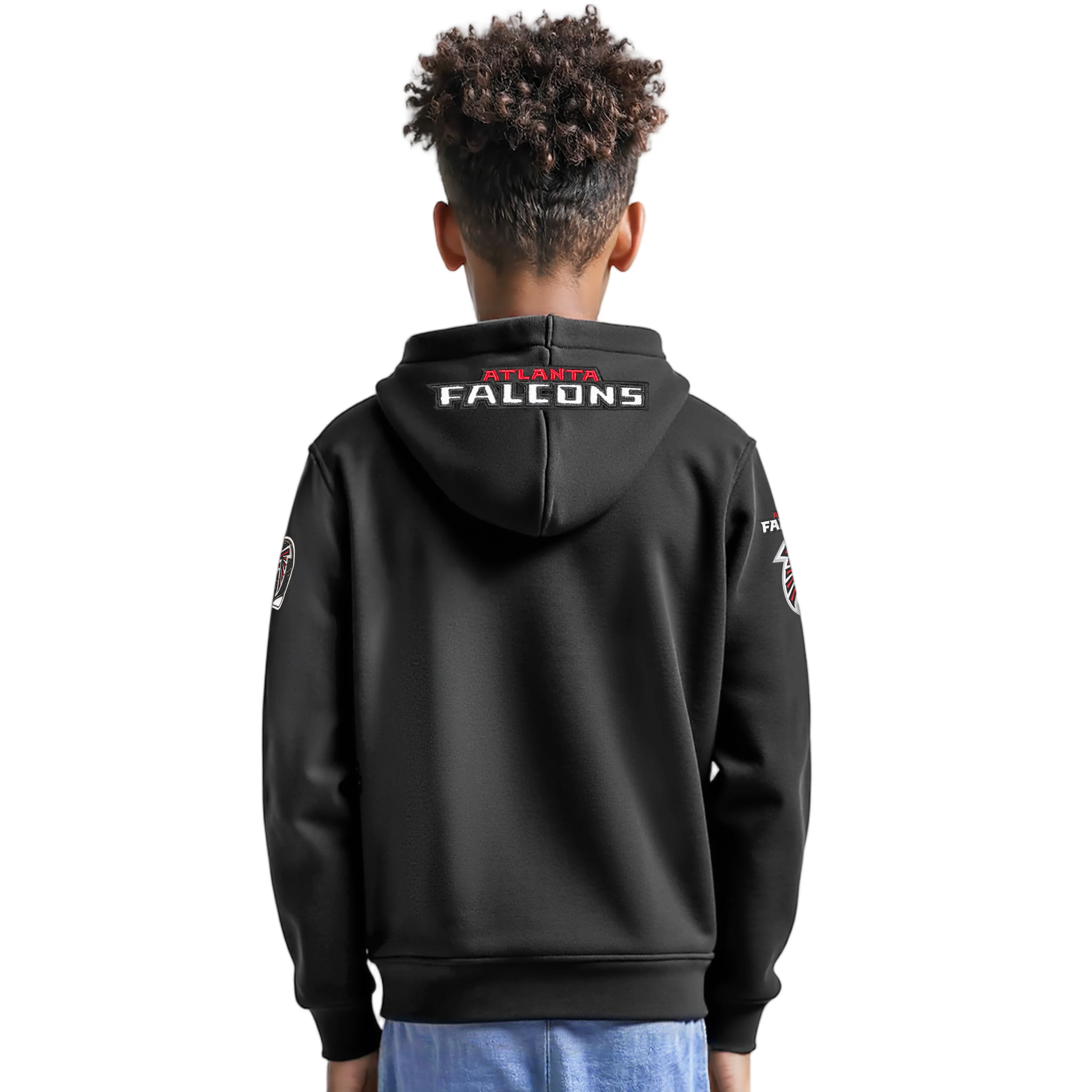 NFL ATLANTA FALCONS CLASSIC BIG BOYS FLEECE PULLOVER HOODIE (BLACK) - Image 2