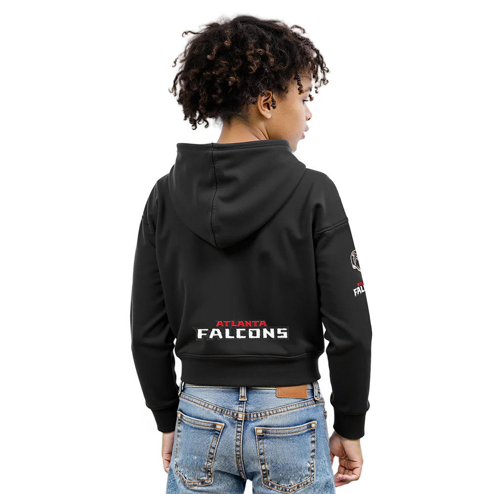 NFL ATLANTA FALCONS CLASSIC BIG GIRLS FLEECE FULL ZIP HOODIE (BLACK) - Image 2
