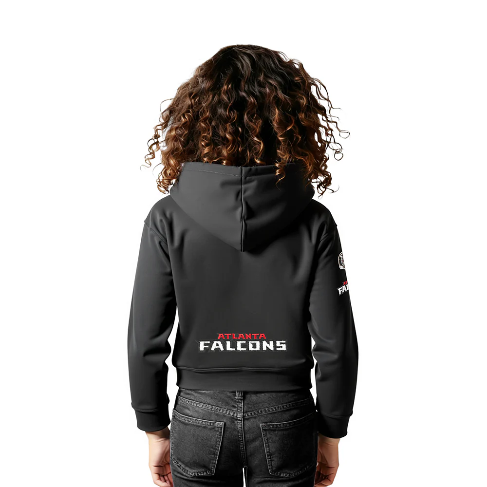 NFL ATLANTA FALCONS CLASSIC LITTLE GIRLS FLEECE FULL ZIP HOODIE (BLACK) - Image 2
