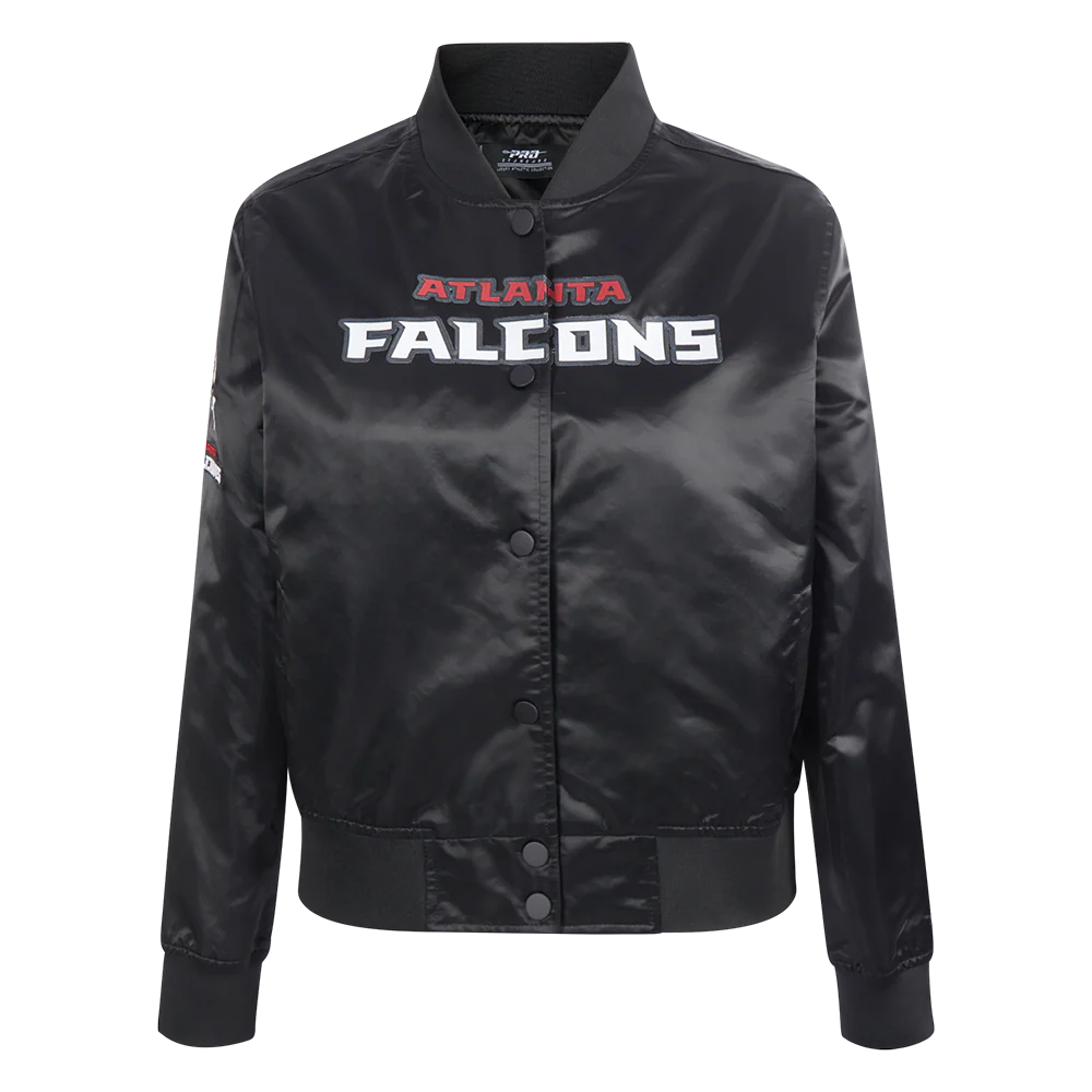NFL ATLANTA FALCONS CLASSIC WOMEN'S SATIN JACKET (BLACK)