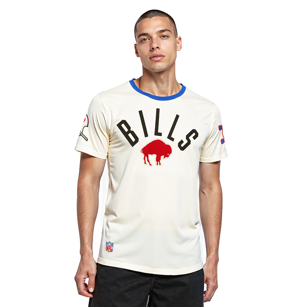 NFL BUFFALO BILLS MODERN ORIGINALS MEN'S RINGER TEE (EGGSHELL/ROYAL BLUE)