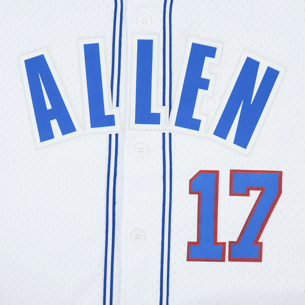 NFL BUFFALO BILLS JOSH ALLEN #17 CLASSIC MESH PNN MEN'S MESH BUTTON DOWN SHIRT (WHITE/ROYAL BLUE) - Image 6