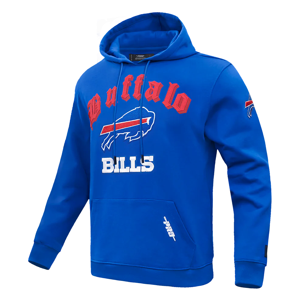 NFL BUFFALO BILLS OLD ENGLISH MEN'S PULLOVER HOODIE (ROYAL BLUE) - Image 2