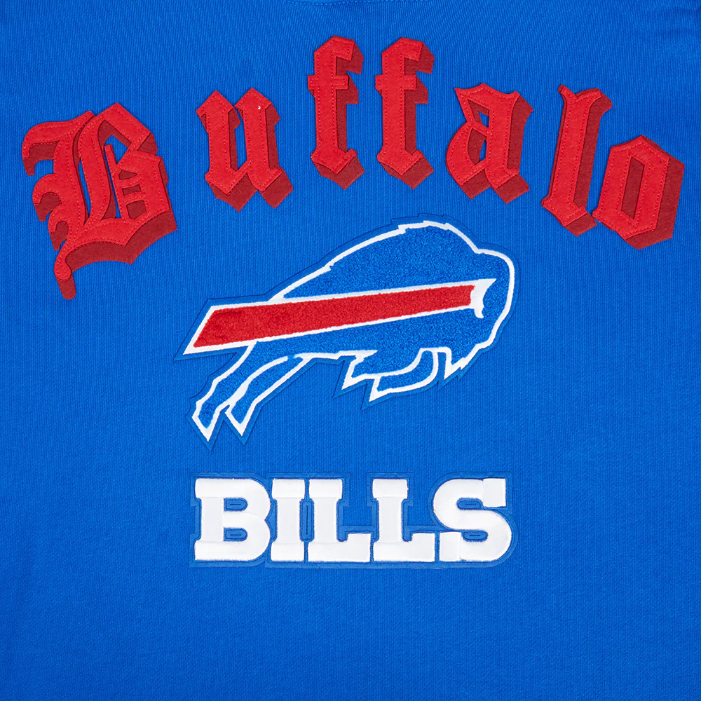 NFL BUFFALO BILLS OLD ENGLISH MEN'S PULLOVER HOODIE (ROYAL BLUE) - Image 5