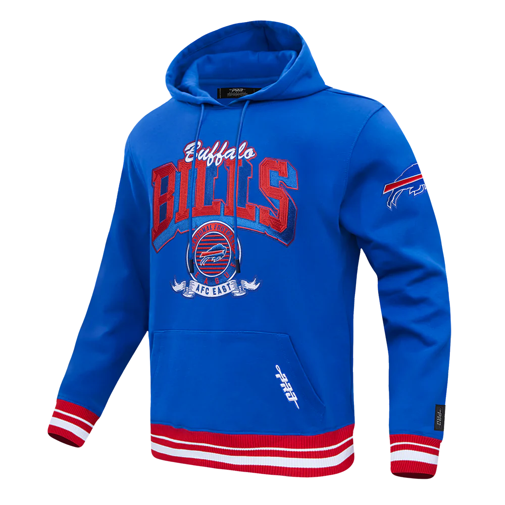 NFL BUFFALO BILLS TEAM BADGE MEN'S RIB PO HOODIE (ROYAL BLUE/RED) - Image 4