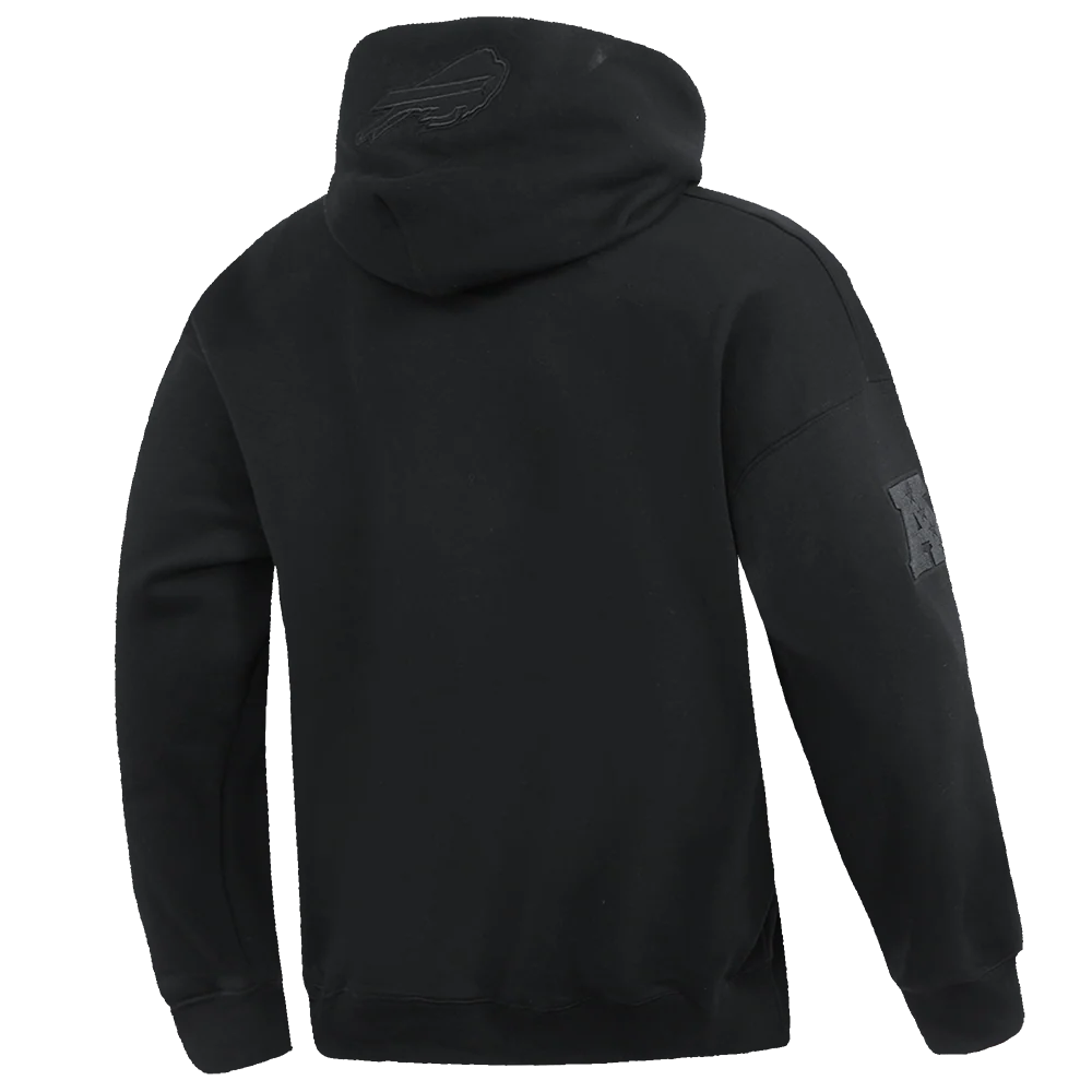 NFL BUFFALO BILLS NEUTRAL DROP SHOULDER MEN'S PULLOVER HOODIE (BLACK) - Image 3