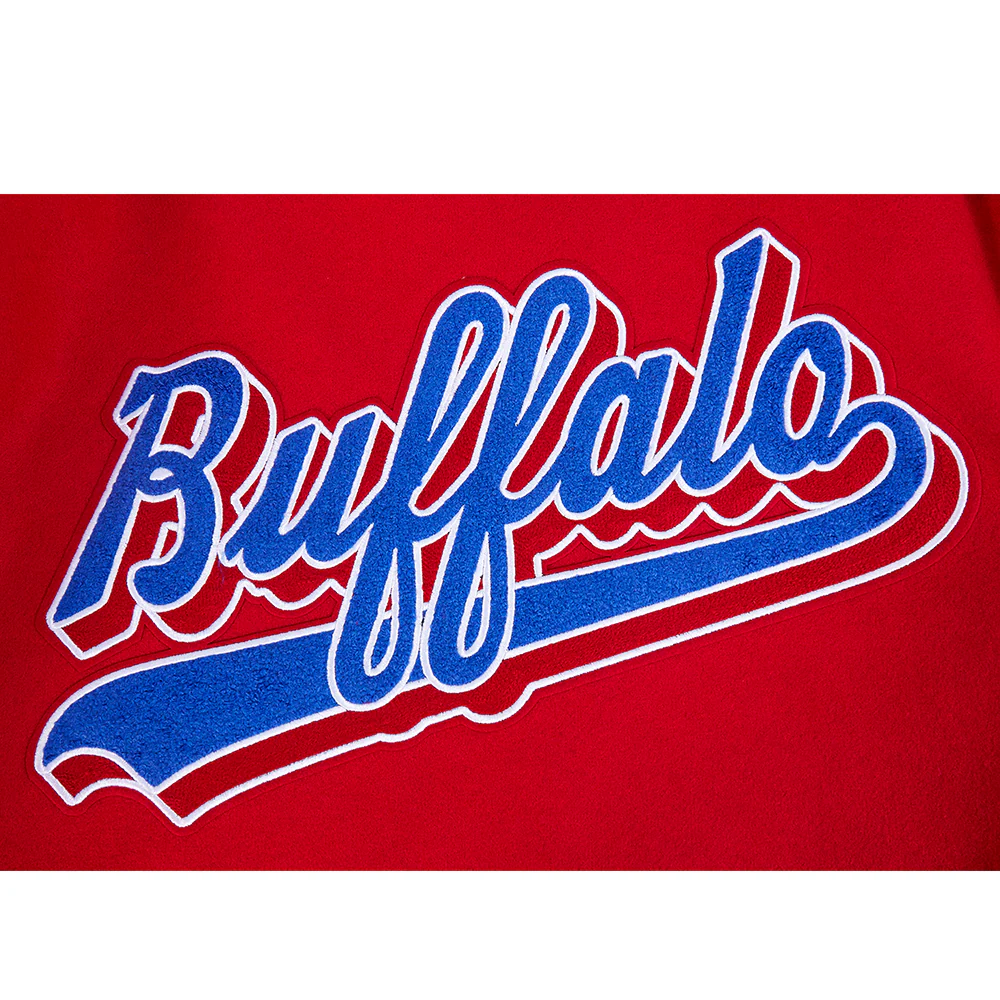 NFL BUFFALO BILLS SCRIPT TAIL MEN'S RIB WOOL VARSITY JACKET (RED/WHITE) - Image 10