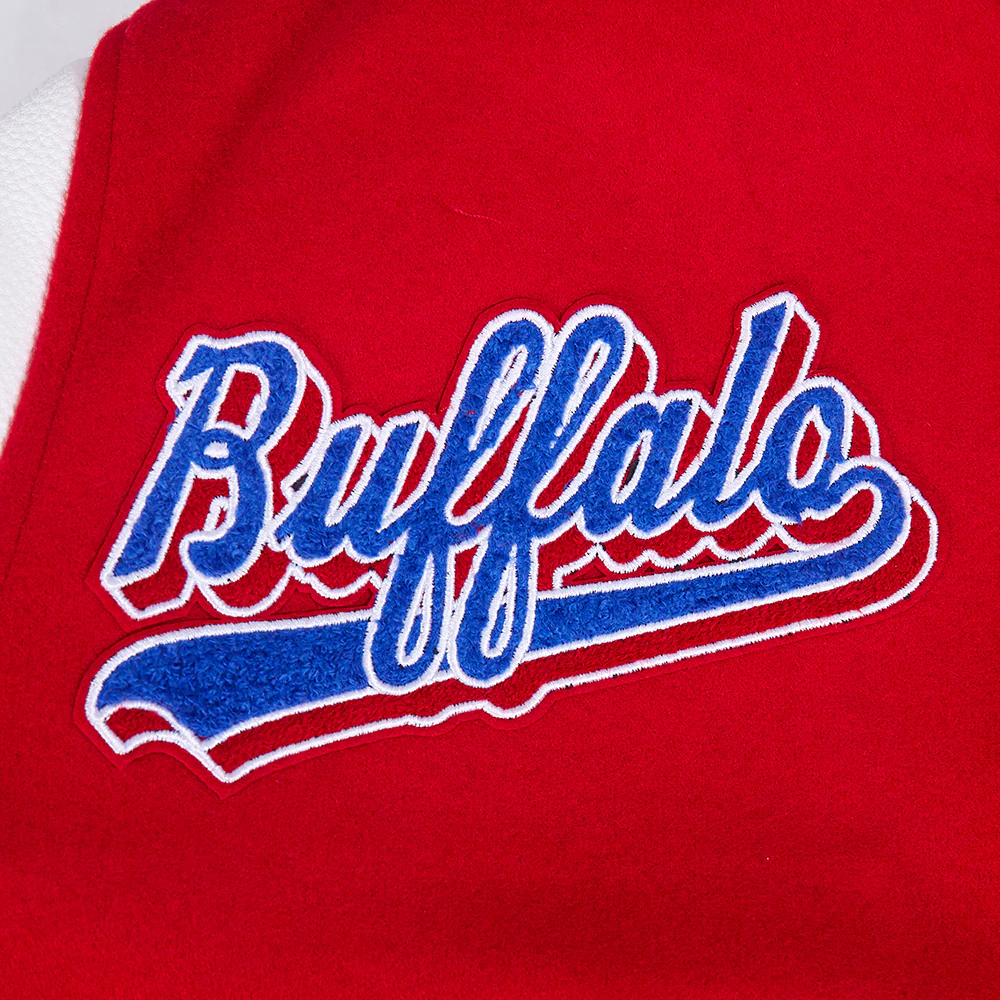 NFL BUFFALO BILLS SCRIPT TAIL MEN'S RIB WOOL VARSITY JACKET (RED/WHITE) - Image 14