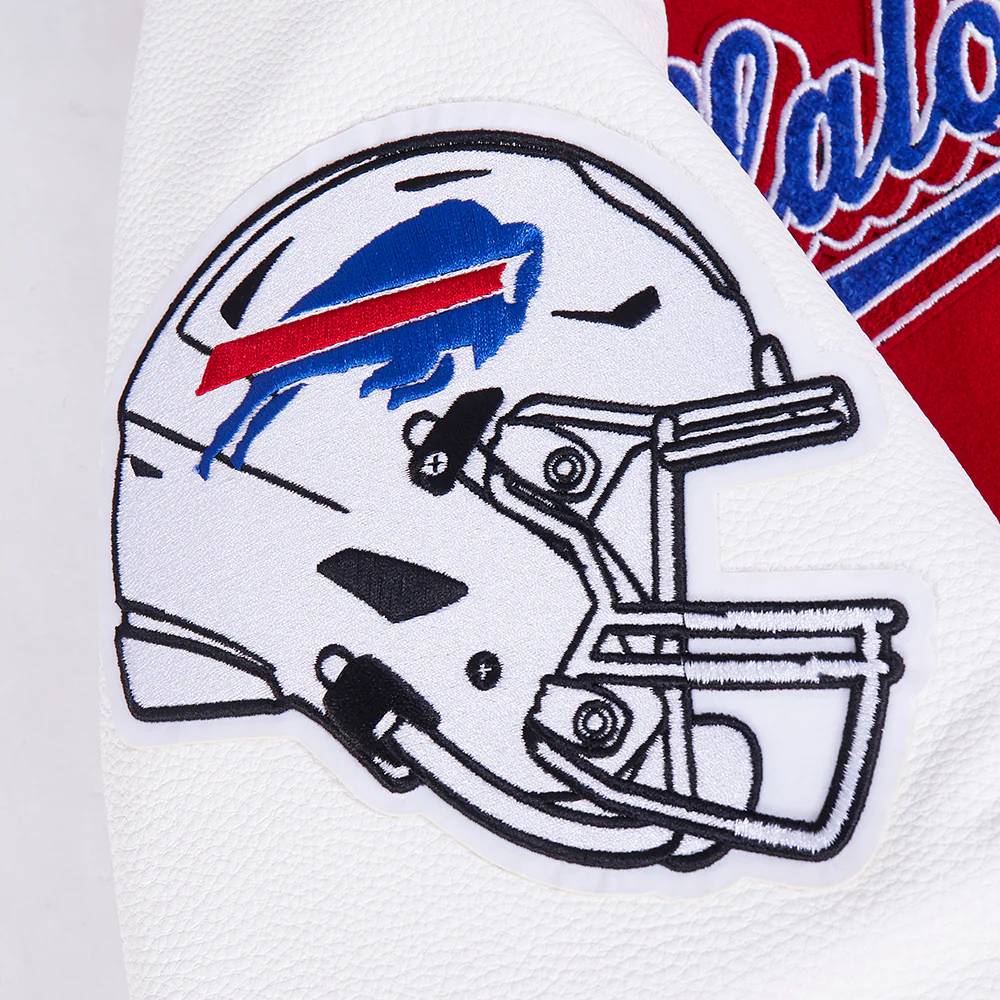 NFL BUFFALO BILLS SCRIPT TAIL MEN'S RIB WOOL VARSITY JACKET (RED/WHITE) - Image 15