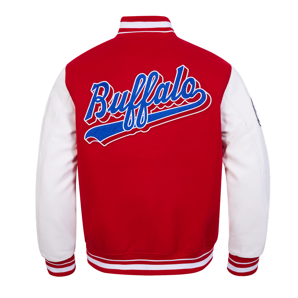 NFL BUFFALO BILLS SCRIPT TAIL MEN'S RIB WOOL VARSITY JACKET (RED/WHITE) - Image 7