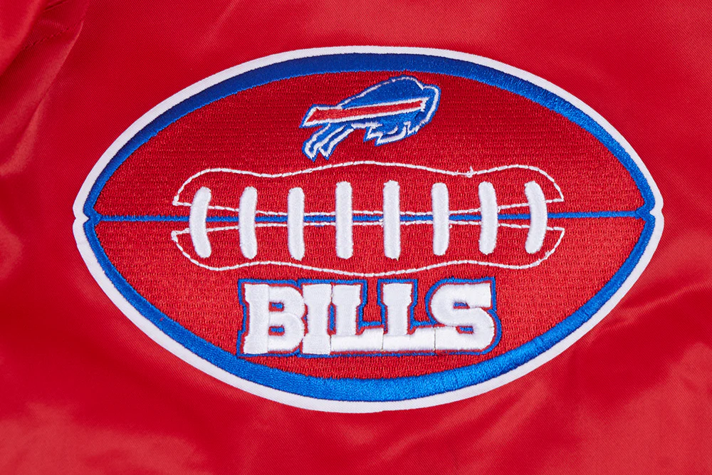 NFL BUFFALO BILLS OLD ENGLISH MEN'S RIB SATIN JACKET (RED) - Image 6