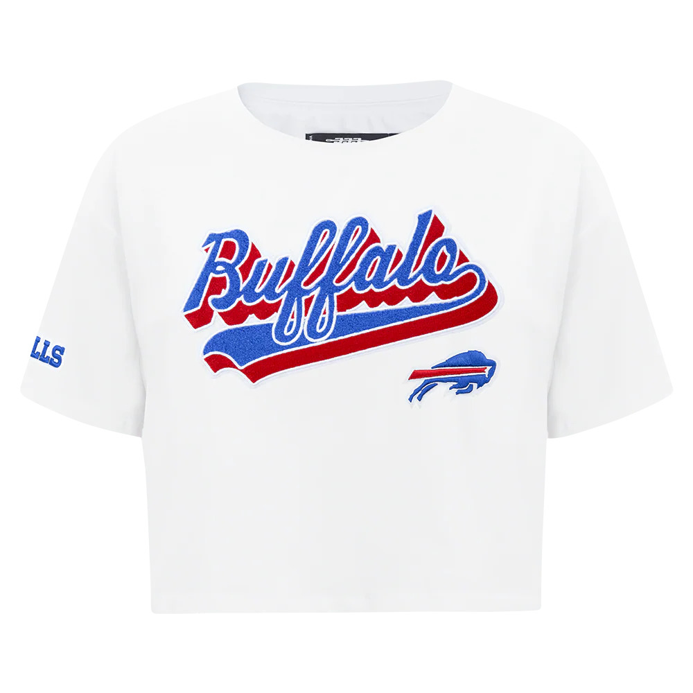 NFL BUFFALO BILLS SCRIPT TAIL WOMEN'S SJ BOXY TEE (WHITE) - Image 5
