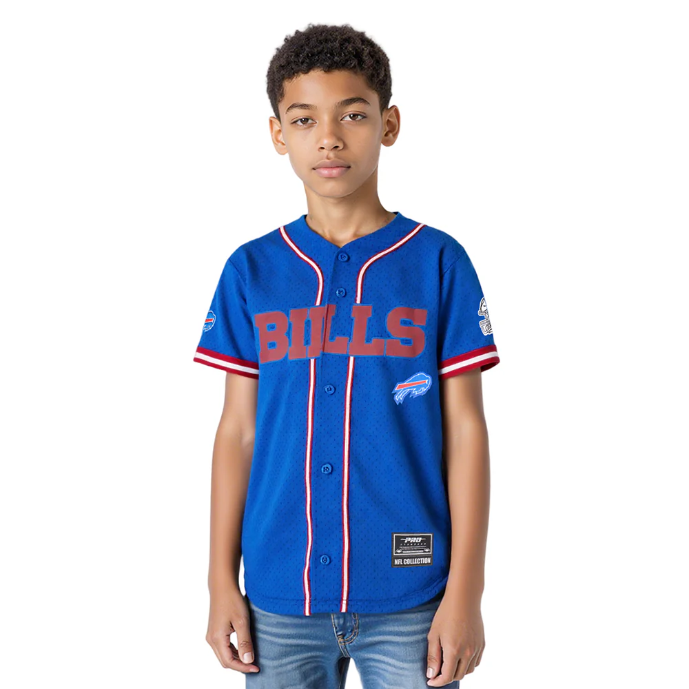 NFL BUFFALO BILLS CLASSIC BIG BOYS MESH BUTTON DOWN SHIRT (ROYAL BLUE/RED) - Image 10