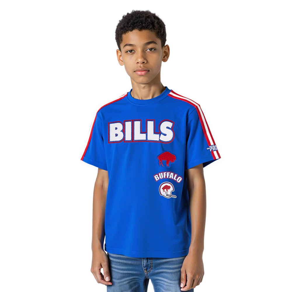 NFL BUFFALO BILLS RETRO CLASSIC SINGLE JERSEY BIG BOYS SINGLE JERSEY TAPING TEE (ROYAL BLUE/RED)