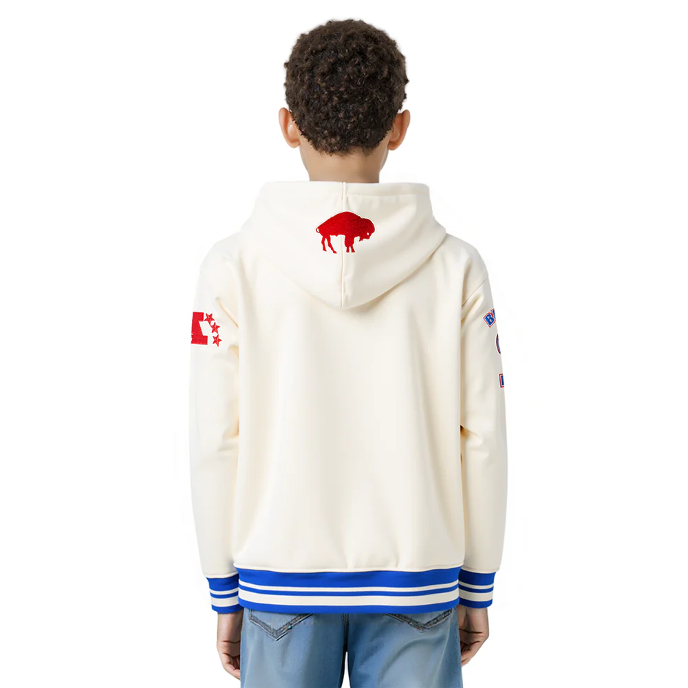 NFL BUFFALO BILLS RETRO CLASSICS BIG BOY'S RIB FLEECE PO HOODIE (EGGSHELL/ROYAL BLUE) - Image 2