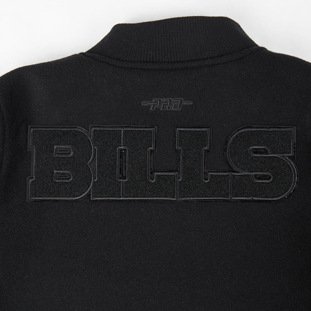 NFL BUFFALO BILLS TRIPLE BLACK BIG BOYS WOOL VARSITY JACKET (JET BLACK) - Image 7