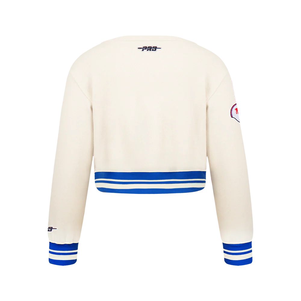 NFL BUFFALO BILLS RETRO CLASSIC BIG GIRLS RIB FLEECE CREWNECK (EGGSHELL/ROYAL BLUE) - Image 3