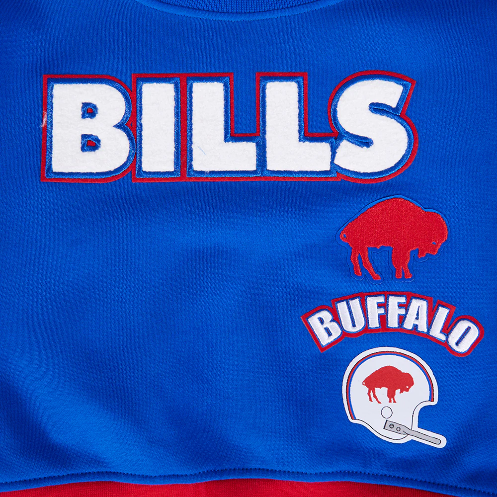 NFL BUFFALO BILLS RETRO CLASSIC BIG GIRLS RIB FLEECE CREWNECK (ROYAL BLUE/RED) - Image 6
