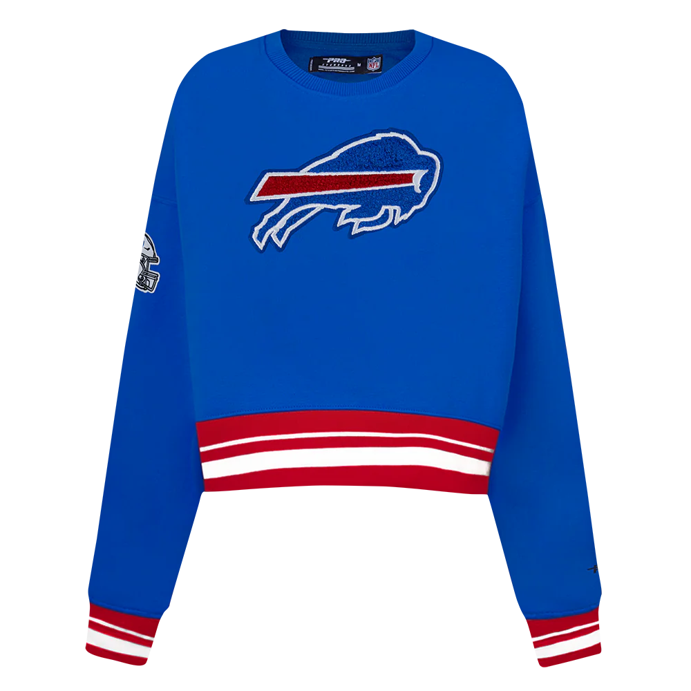 NFL BUFFALO BILLS MASHUP WOMEN'S RIB CREWNECK (ROYAL BLUE/RED)