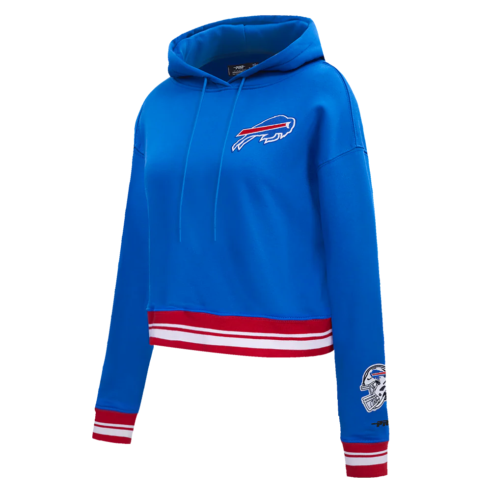 NFL BUFFALO BILLS MASHUP WOMEN'S RIB CROPPED PO HOODIE (ROYAL BLUE/RED) - Image 2