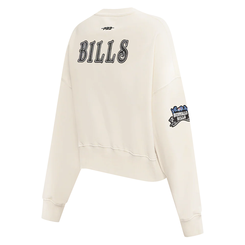 NFL BUFFALO BILLS REBEL ATHLETICS WOMEN'S FLC CREWNECK (EGGSHELL) - Image 3