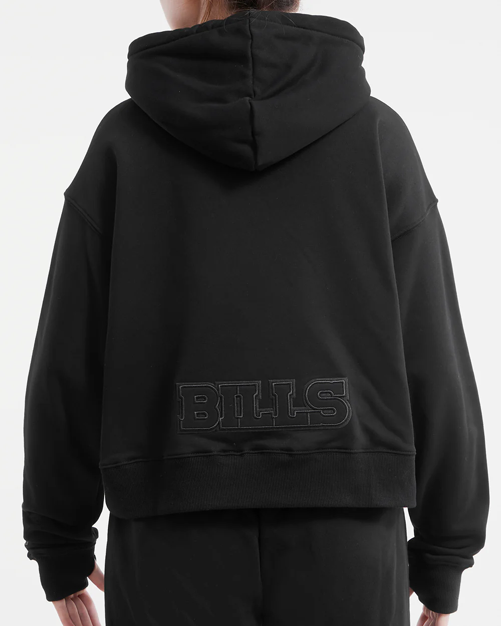 NFL BUFFALO BILLS NEUTRAL CROPPED WOMEN'S PULLOVER HOODIE (BLACK) - Image 2