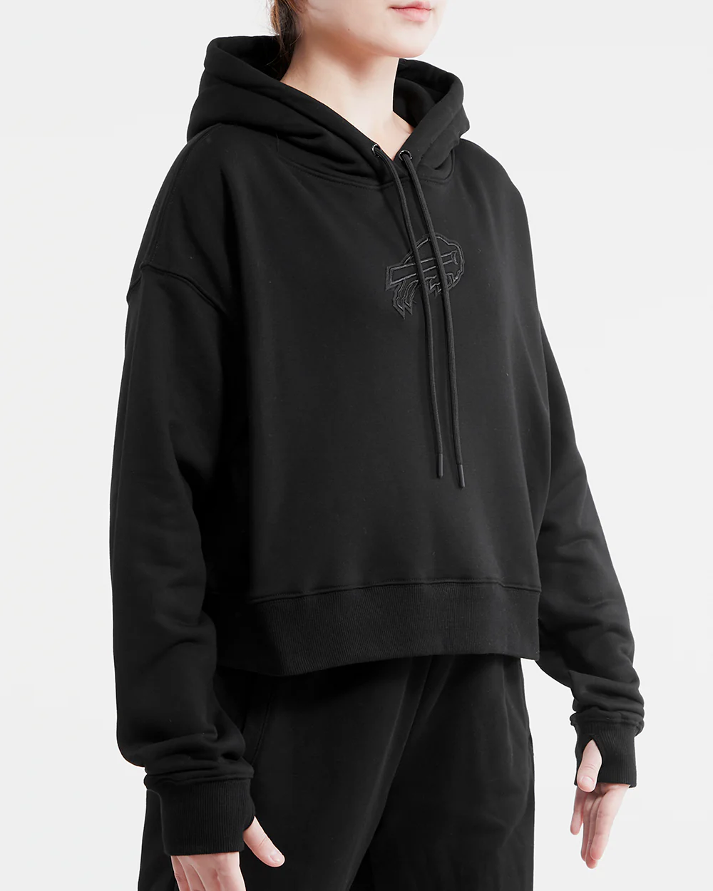 NFL BUFFALO BILLS NEUTRAL CROPPED WOMEN'S PULLOVER HOODIE (BLACK) - Image 3