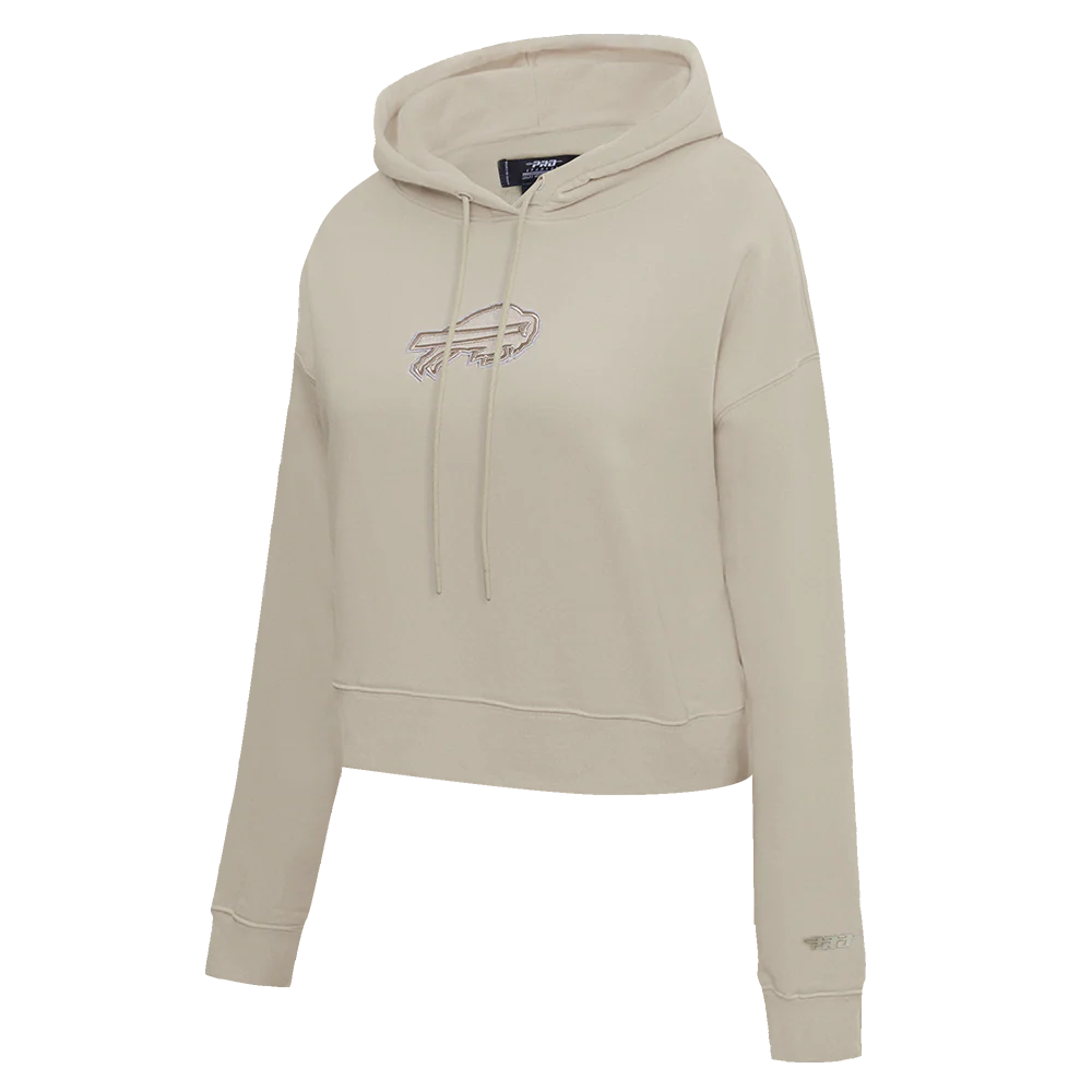 NFL BUFFALO BILLS NEUTRAL WOMEN'S CROPPED PULLOVER HOODIE (TAUPE) - Image 2