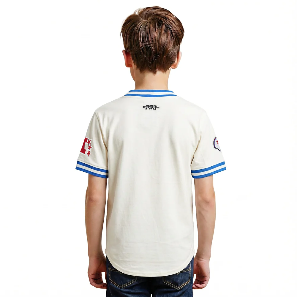 NFL BUFFALO BILLS RETRO CLASSICS LITTLE BOY'S SS STRIPED RIB TEE (EGGSHELL/ROYAL BLUE) - Image 2