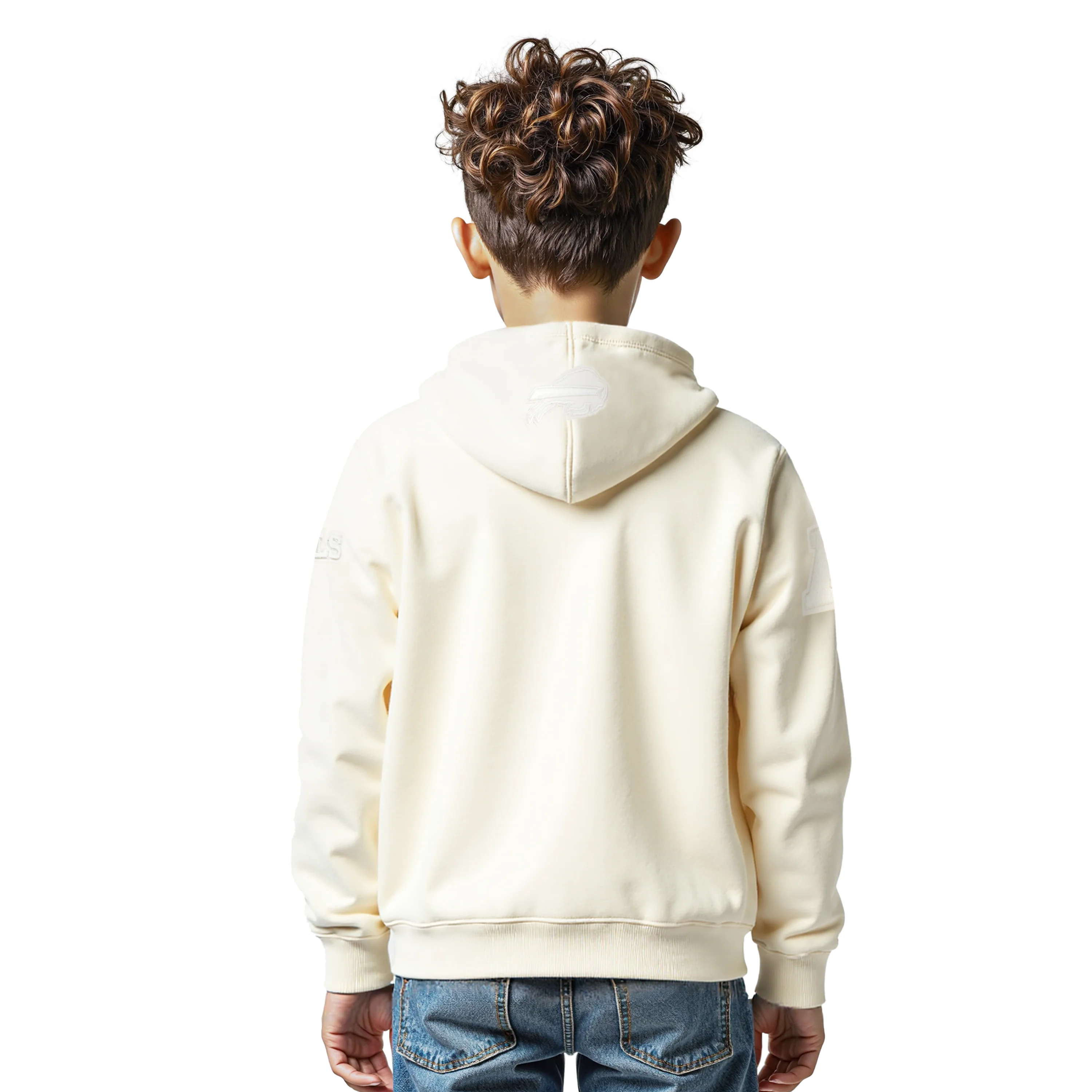 NFL BUFFALO BILLS NEUTRAL LITTLE BOYS FLEECE PULLOVER HOODIE (EGGSHELL) - Image 2