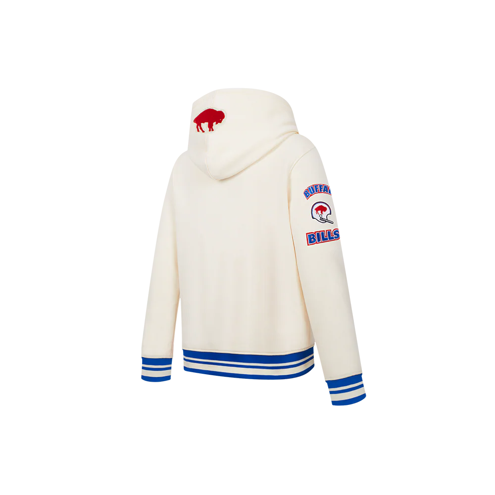 NFL BUFFALO BILLS RETRO CLASSIC LITTLE BOYS RIB FLEECE PULLOVER HOODIE (EGGSHELL/ROYAL BLUE) - Image 4