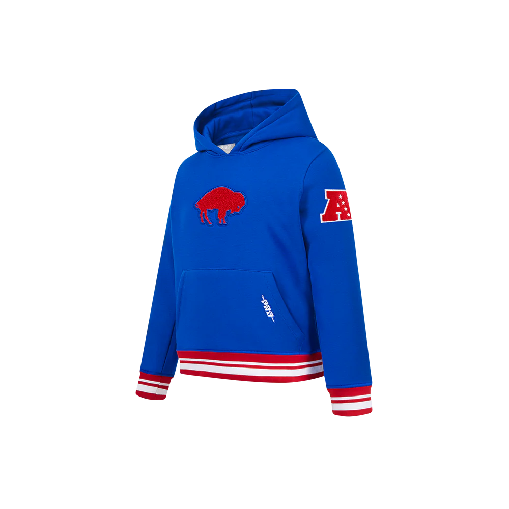 NFL BUFFALO BILLS RETRO CLASSIC LITTLE BOYS RIB FLEECE PULLOVER HOODIE (ROYAL BLUE/RED) - Image 2