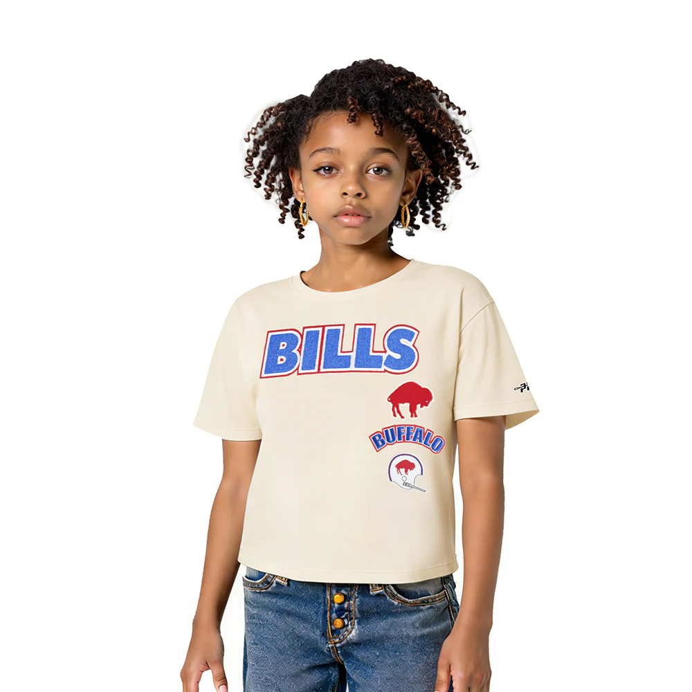 NFL BUFFALO BILLS RETRO CLASSIC LITTLE GIRL'S SS BOXY TEE (EGGSHELL)