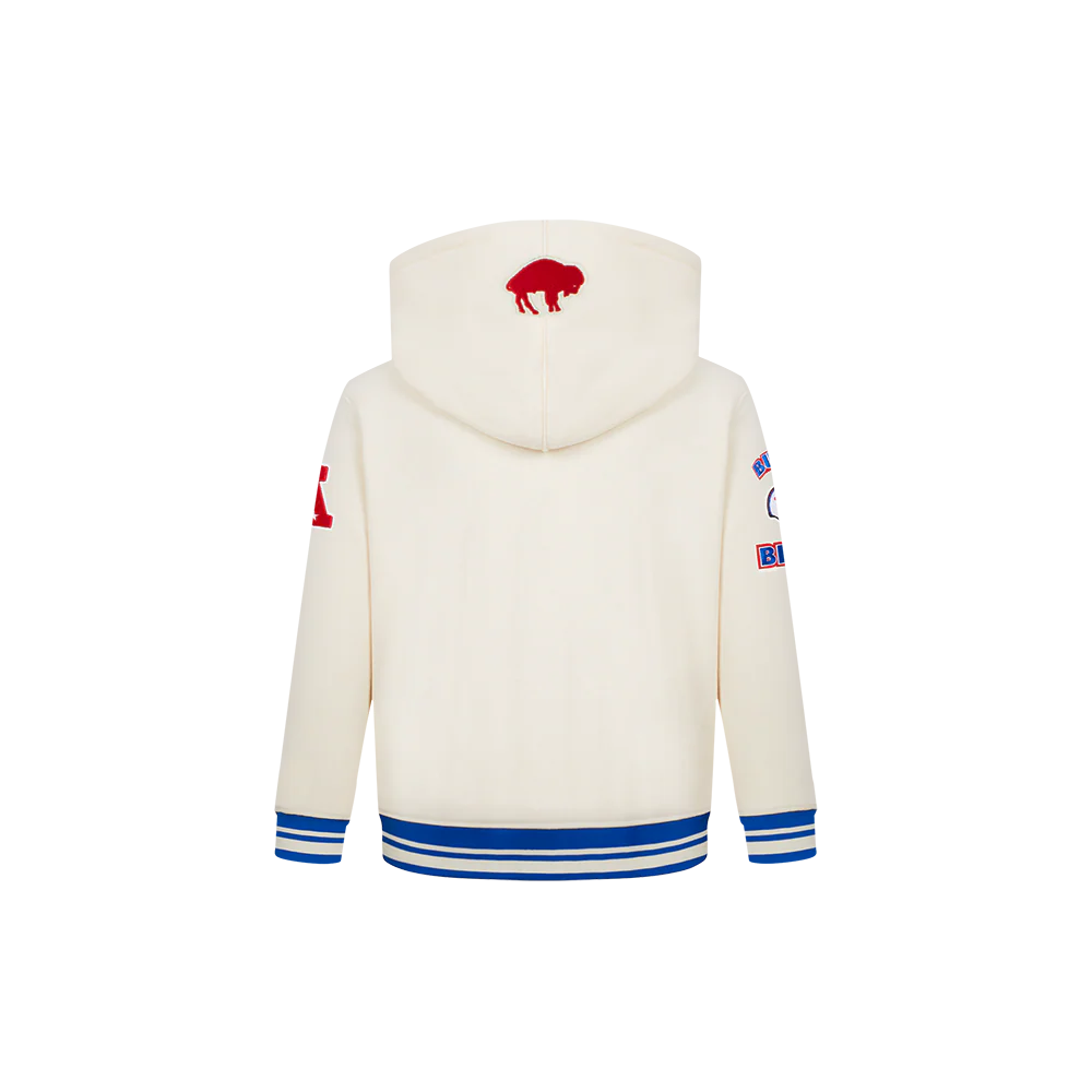 NFL BUFFALO BILLS RETRO CLASSIC TODDLER BOYS RIB FLEECE PULLOVER HOODIE (EGGSHELL/ROYAL BLUE) - Image 3