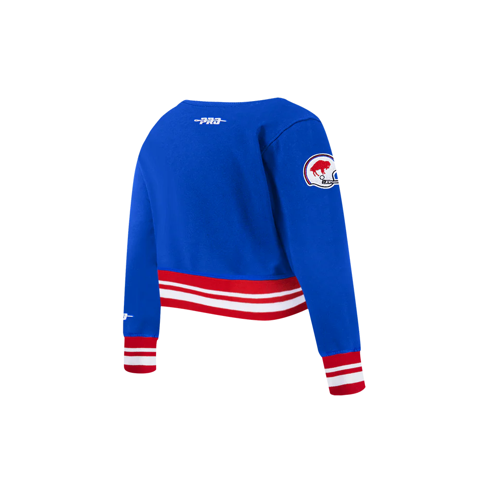 NFL BUFFALO BILLS RETRO CLASSIC TODDLER GIRLS RIB FLEECE CREWNECK (ROYAL BLUE/RED) - Image 4