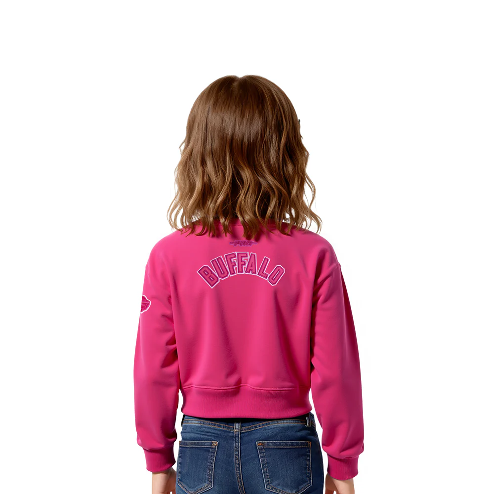 NFL BUFFALO BILLS TRIPLE PINK TODDLER GIRLS FLEECE CREWNECK (BEETROOT PURPLE) - Image 2