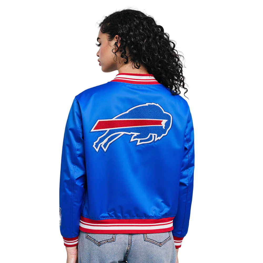 NFL BUFFALO BILLS MASHUP WOMEN'S RIB SATIN JACKET (ROYAL BLUE/RED) - Image 2