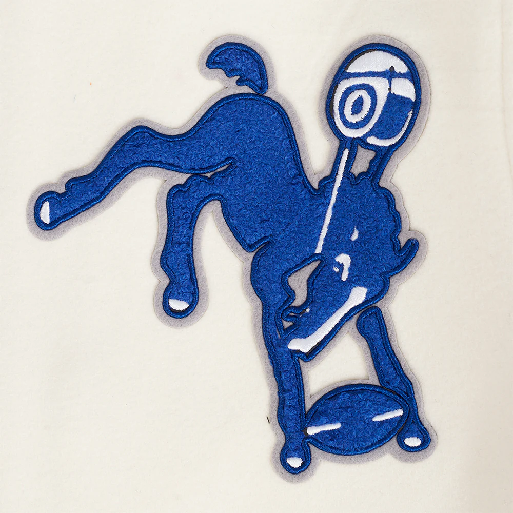 NFL BALTIMORE COLTS RETRO CLASSIC MEN'S RIB WOOL VARSITY JACKET (EGGSHELL/ ROYAL BLUE) - Image 6