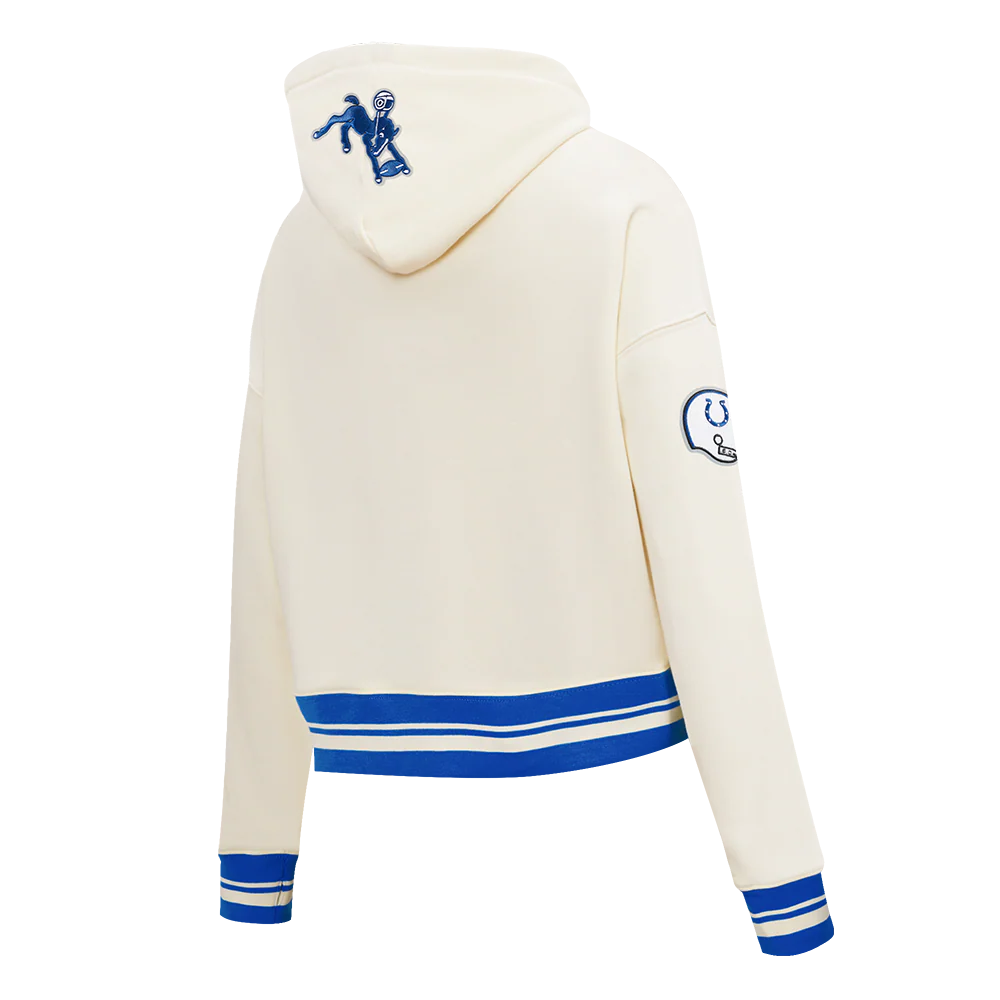 NFL BALTIMORE COLTS RETRO CLASSIC WOMEN'S RIB CROPPED PO HOODIE (EGGSHELL/ROYAL BLUE) - Image 6