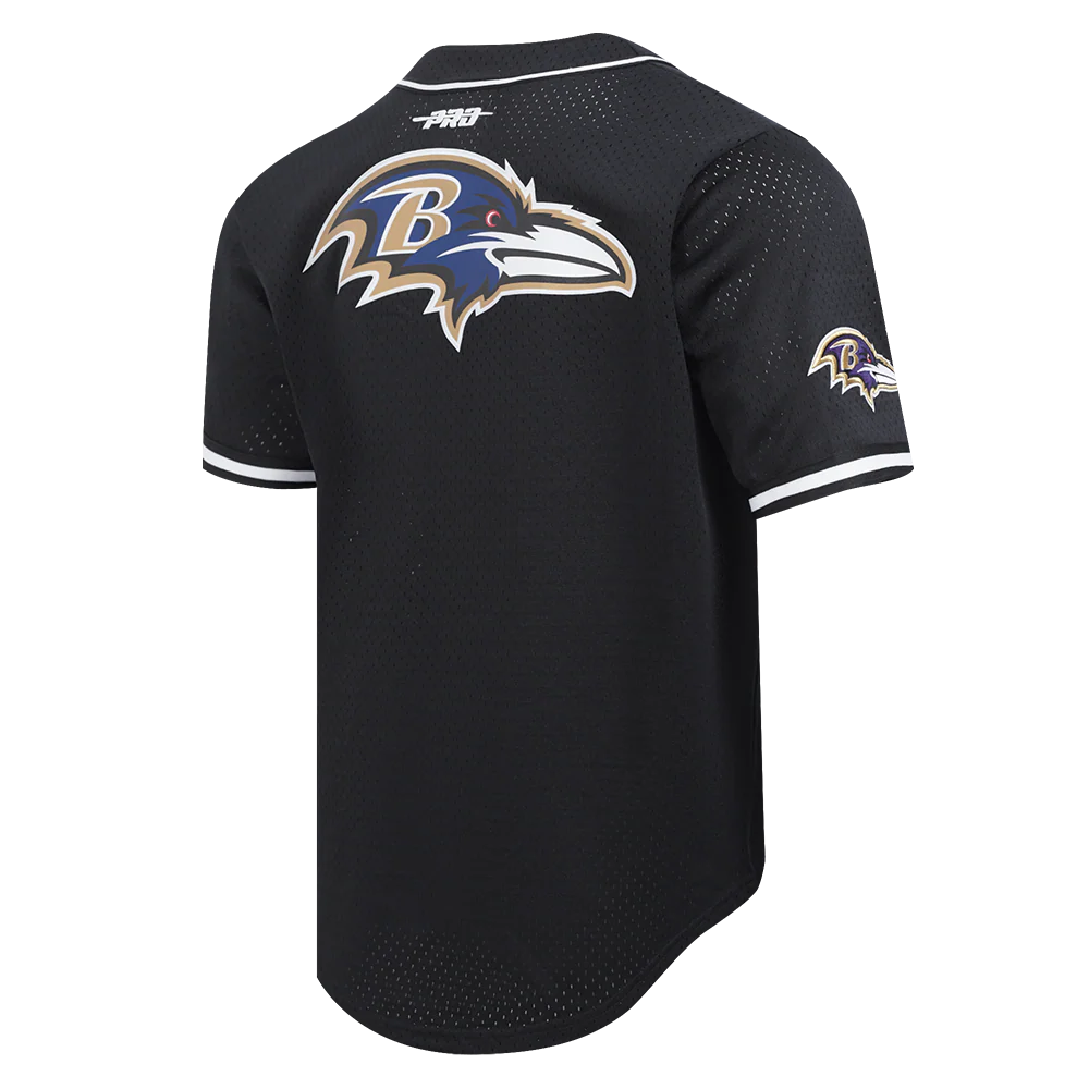 NFL BALTIMORE RAVENS RAYMOND LEWIS JR #52 MEN'S MESH BUTTON DOWN (BLACK) - Image 4
