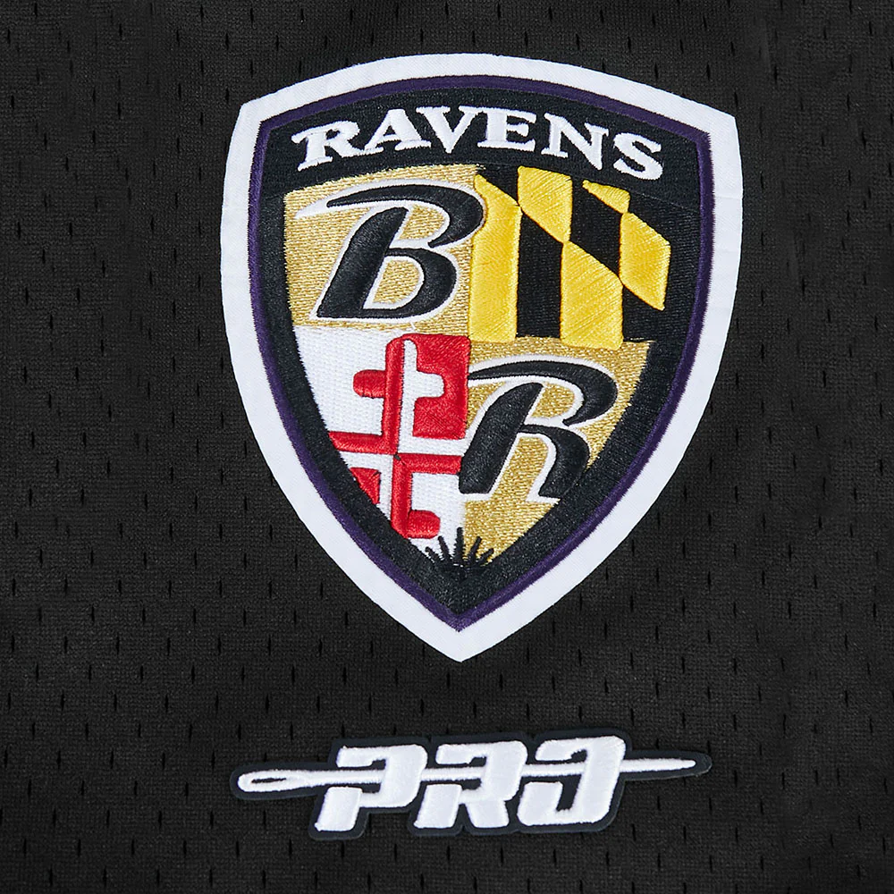 NFL BALTIMORE RAVENS LAMAR JACKSON #8 CLASSIC MESH PNN MEN'S MESH BUTTON DOWN SHIRT (BLACK) - Image 5