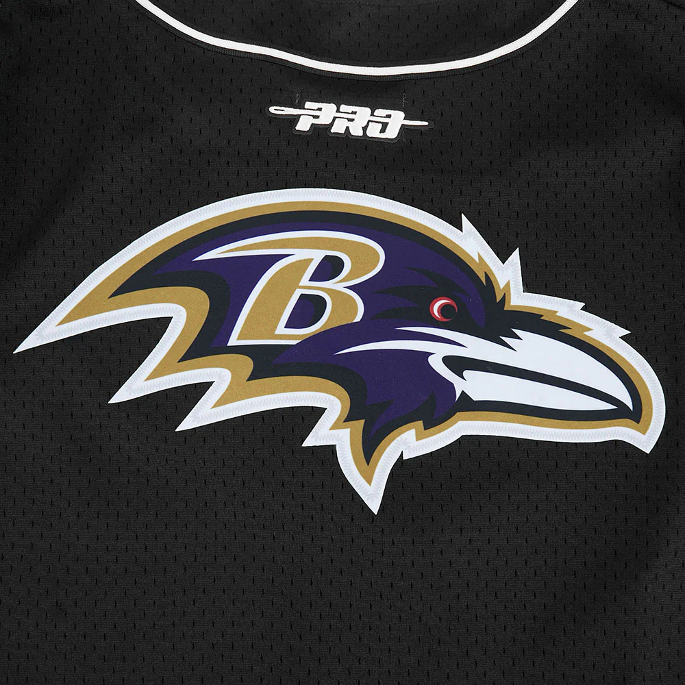 NFL BALTIMORE RAVENS LAMAR JACKSON #8 CLASSIC MESH PNN MEN'S MESH BUTTON DOWN SHIRT (BLACK) - Image 7