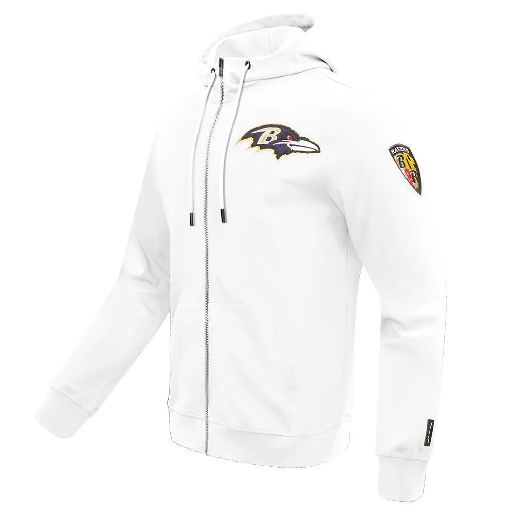NFL BALTIMORE RAVENS CLASSIC CHENILLE DK FULL ZIP PULLOVER HOODIE (WHITE) - Image 2